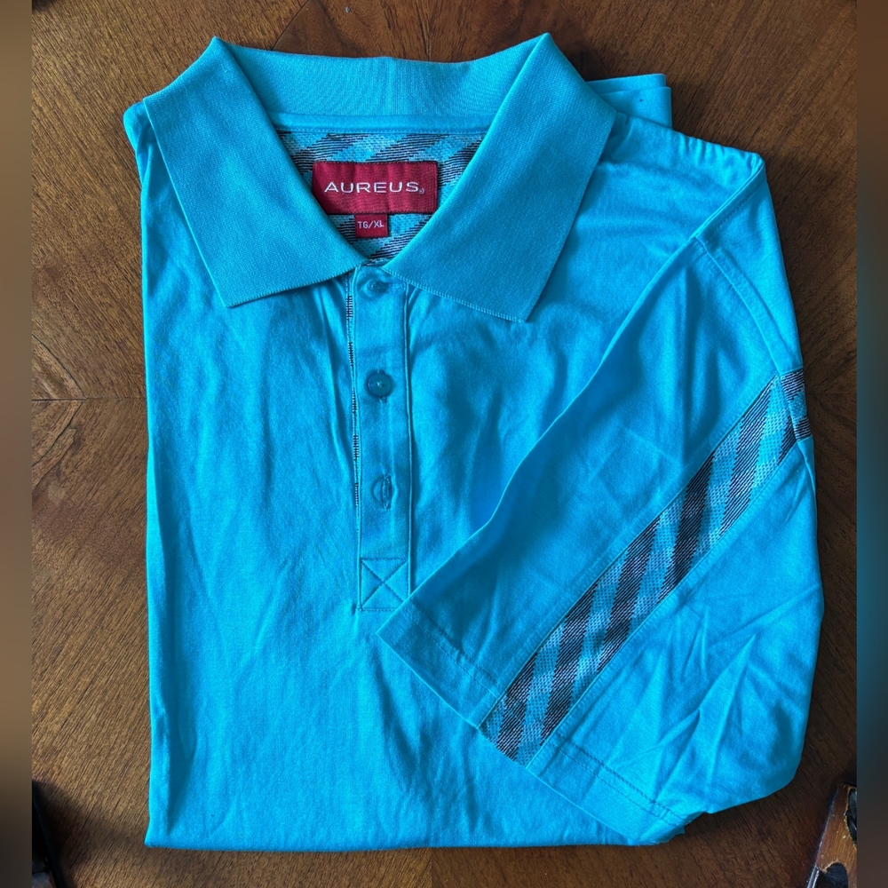 DEADSTOCK NEW Aureus Turquoise Vintage Golf Shirt, Men’s XL